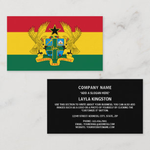 Ghananska Flagga & Jacka av Arm, Flagga Ghana Visitkort