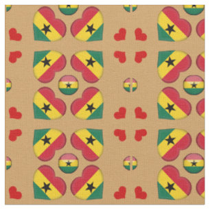 Ghananska Flagga och Ghana Heart mode Fabric Tyg