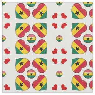 Ghananska Flagga och Ghana Heart mode Fabric Tyg