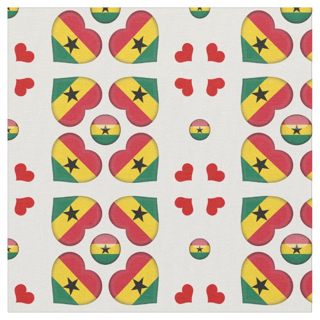 Ghananska Flagga och Ghana Heart mode Fabric Tyg (Närbild)