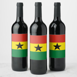 Ghanas flagga vinflaska etikett