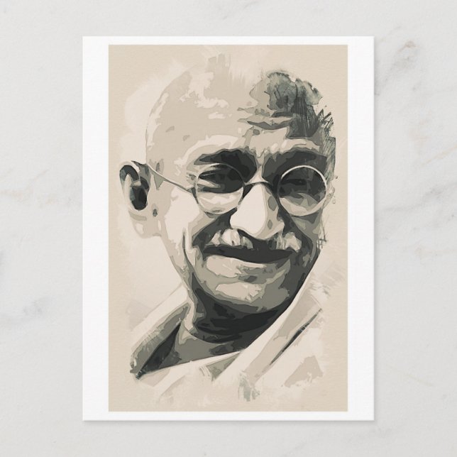 Ghandi-leende Vykort (Framsida)