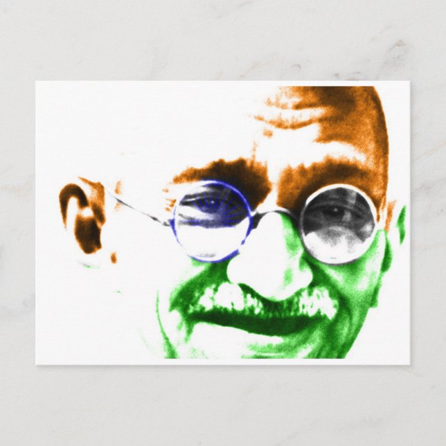 Ghandi on Subtle Indian Flagga Vykort (Framsida)