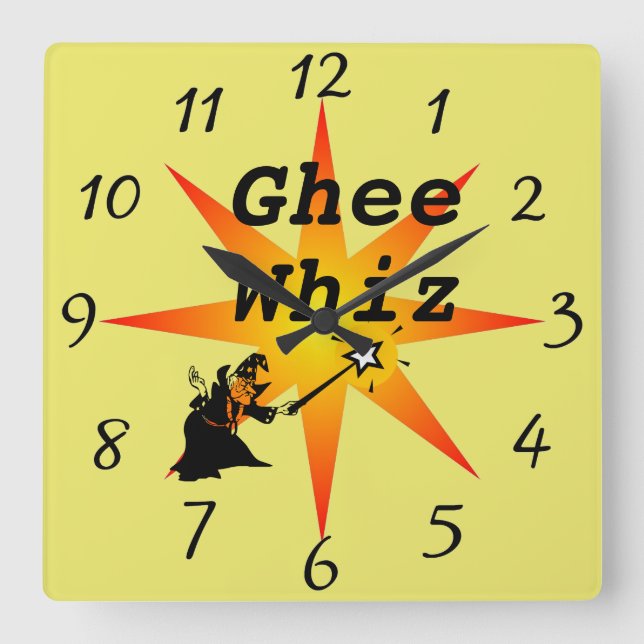 Ghee Whiz Wall Clock Fyrkantig Klocka (Framsida)