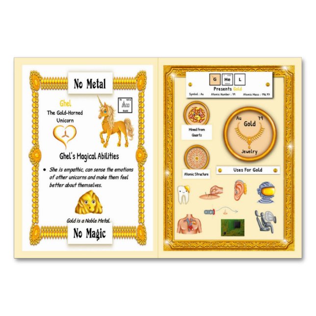 Ghel - Unicorn Trading Card Guld Bordsnummer (Framsidan)