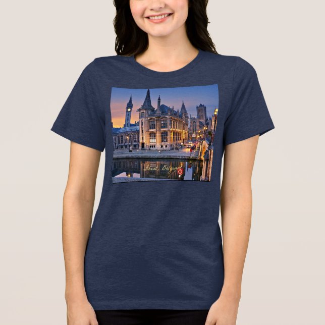 Ghent, Belgium cityscape T Shirt (Framsida)