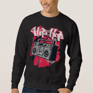 Ghetto Blaster 80:s 90:e Party Hip Hip Rap R&b Vin Lång Ärmad Tröja