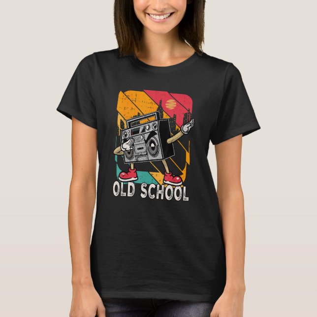 Ghetto Blaster 80's 90's Hip Hip Dabbing Old Schoo T Shirt (Framsida)