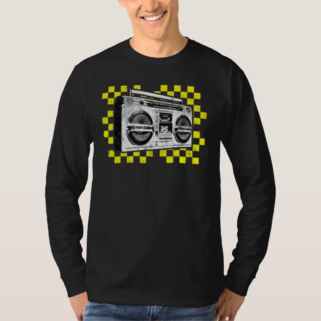 Ghetto Blaster Boombox Radio Hip hop Tape Deck Mus T Shirt (Framsida)