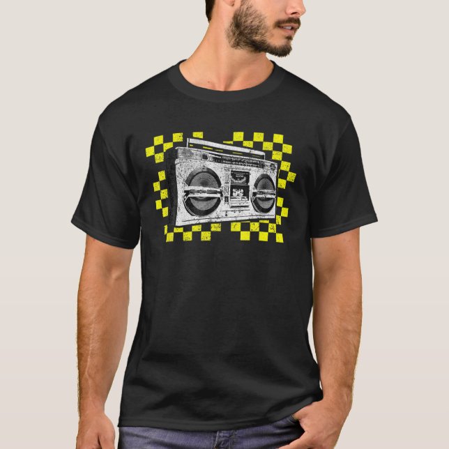 Ghetto Blaster Boombox Radio Hip hop Tape Deck Mus T Shirt (Framsida)