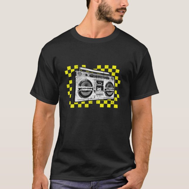 Ghetto Blaster Boombox Radio Hip hop Tape Deck Mus T Shirt (Framsida)