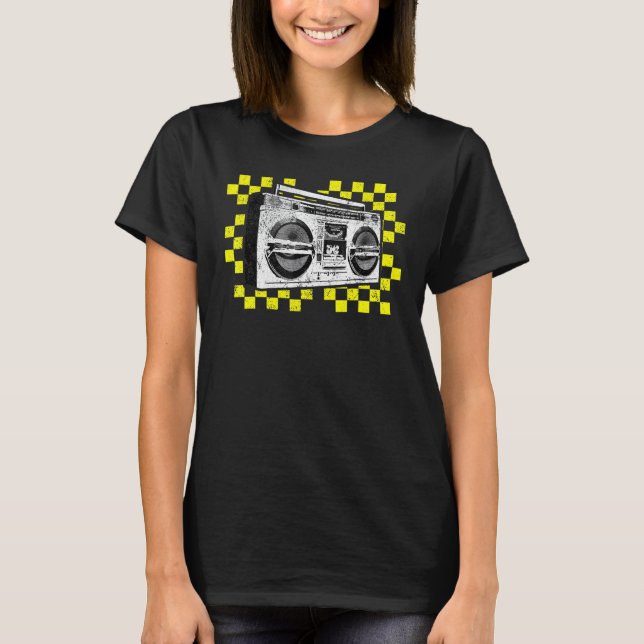 Ghetto Blaster Boombox Radio Hip hop Tape Deck Mus T Shirt (Framsida)