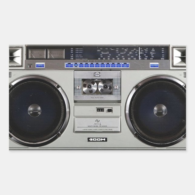 Ghetto Blaster Boombox Rektangulärt Klistermärke (Framsida)