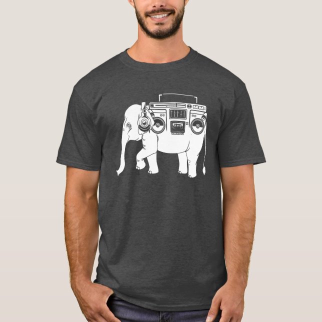 Ghetto Blaster Elefant retro T Shirt (Framsida)