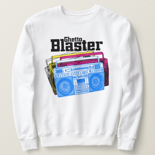 Ghetto Blaster Lång Ärmad Tröja (Design framsida)