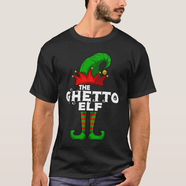 GHETTO Elf Family Christmas Group Matching PJ T Shirt (Framsida)