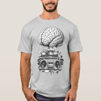 Ghettoblaster Brain Explosion Illustration T Shirt