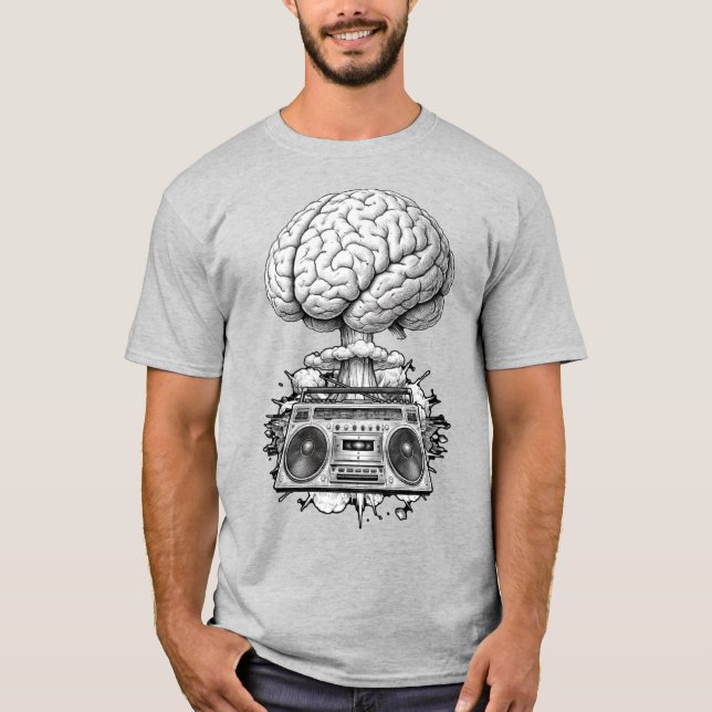 Ghettoblaster Brain Explosion Illustration  T Shirt (Framsida)