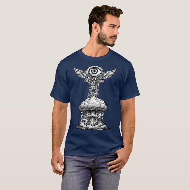 Ghettoblaster Hjärnexplosion Illustration  T Shirt (Hel framsida)