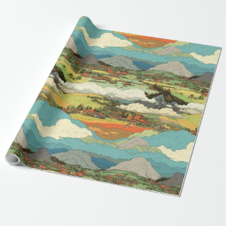 Ghibli World - Clouds and Mountains Wrapping Pappe Presentpapper