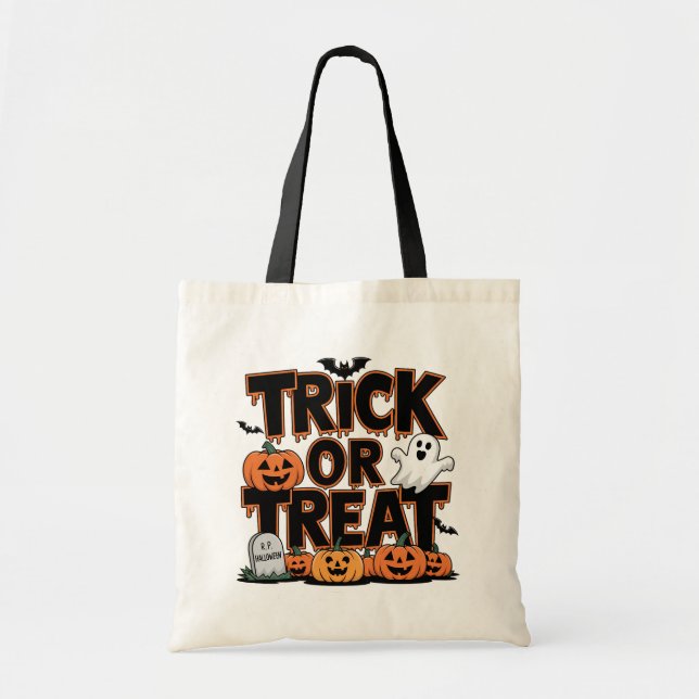 Ghoarly Pumpkin Bus eller godis Bag Tygkasse (Framsidan)