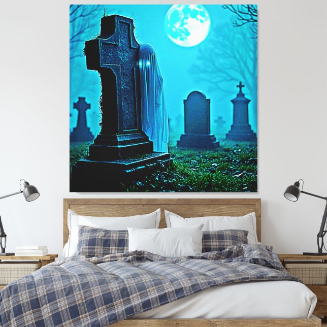 Ghodyst Figur i en Graveyard-design Canvastryck (Insitu (sovrum))