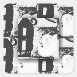 Ghodyst manor: Black & White Tile Tapestry Fyrkantigt Klistermärke