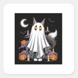 Ghokoston - Fluffy Maine Coon Halloween Fyrkantigt Klistermärke