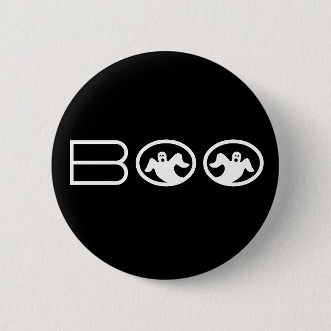 Gholyst Boo Halloween Button, Black and White Knapp (Framsida)