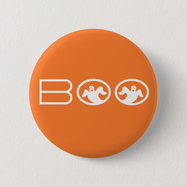 Gholyst Boo Halloween-knapp, Orange och vit Knapp (Framsida)