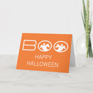 Gholyst Boo Halloween-kort, Orange och vit Kort