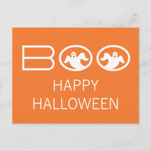 Gholyst Boo Halloween vykort, Orange och vit Vykort