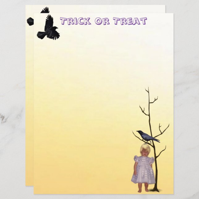 Gholyst Talia med Raven Halloween Stationery (Fram/baksida)
