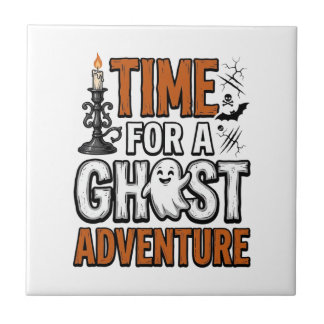 Ghost Adventure Halloween Vintage Typografi Design Kakelplatta