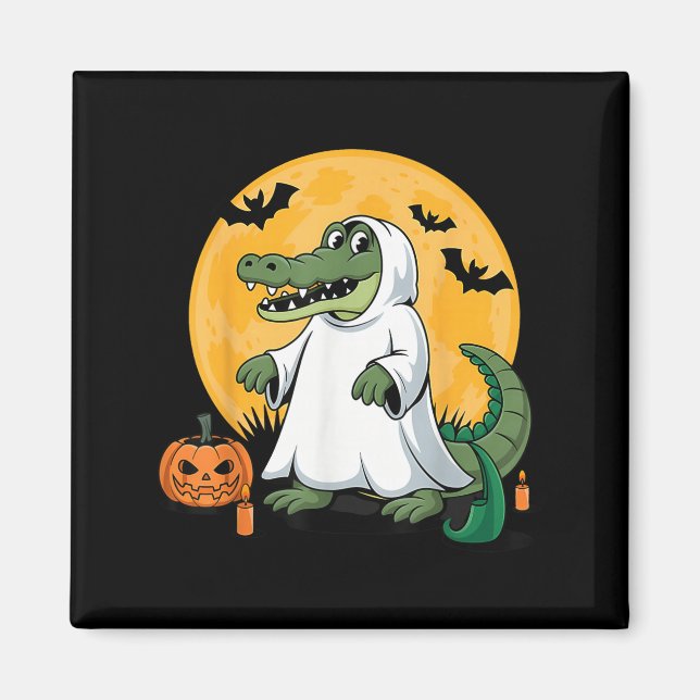 Ghost Alligator Halloween Soky Gator Älskare Magnet (Framsidan)