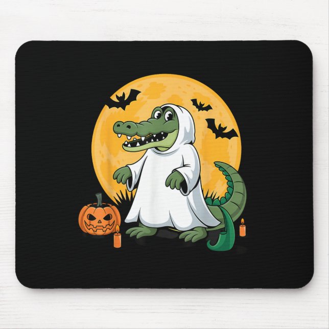Ghost Alligator Halloween Soky Gator Älskare Musmatta (Framsidan)