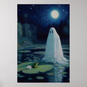 Ghost and Frog konsttryck Sumpmarknad månljust olj Poster
