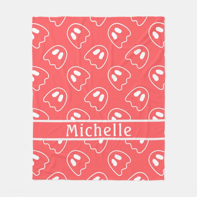 Ghost Ansikte Mönster Coral Fleecefilt (Framsidan)