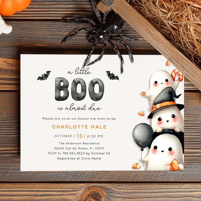 Ghost Baby Shower A Little Boo Halloween Inbjudningar (Skapare uppladdad)