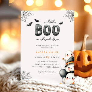 Ghost Baby Shower A Little Boo Halloween Inbjudningar