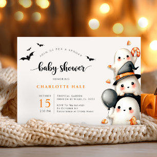 Ghost Baby Shower Little Boo Halloween Inbjudningar