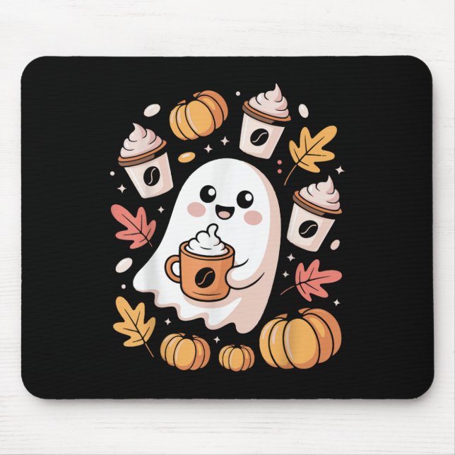 Ghost Barista Halloween-design med söt kaffetermin Musmatta (Framsidan)