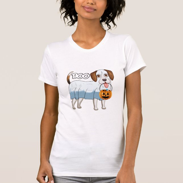 Ghost Beagle Halloween Dog T Shirt (Framsida)