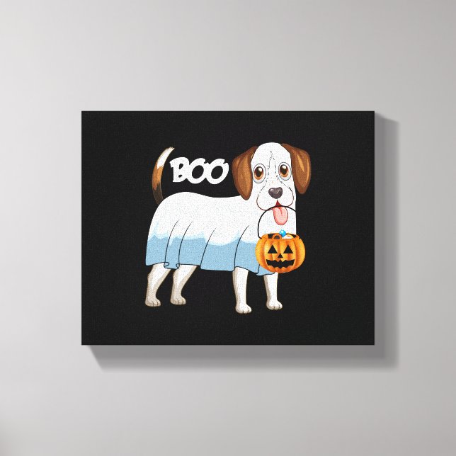 Ghost Beagle Halloween Hund Canvastryck (Framsida)