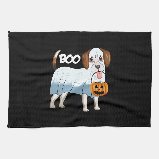Ghost Beagle Halloween Hund Kökshandduk (Horisontell)