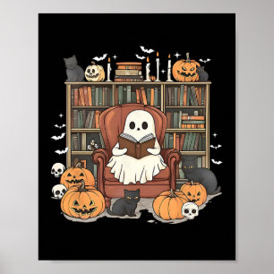 Ghost Bibliotek Halloween Bok Reading Bokar Älskar Poster