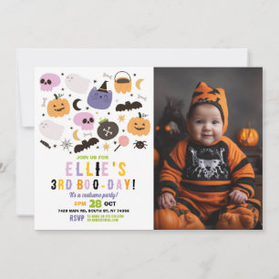 Ghost Birthday Pumpkins Girls Photo Halloween Inbjudningar