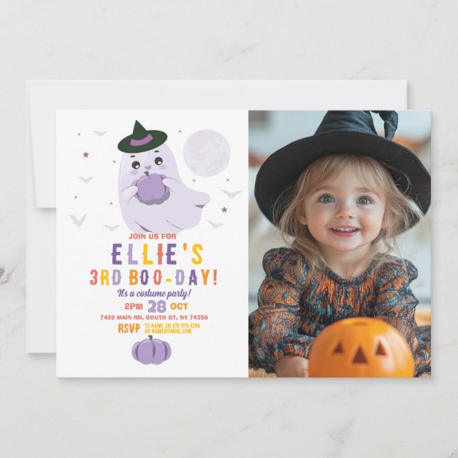 Ghost Birthday Pumpkins Girls Photo Inbjudningar (Framsida)