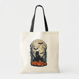 Ghost & Black Cat Barn Halloween Candy Tygkasse