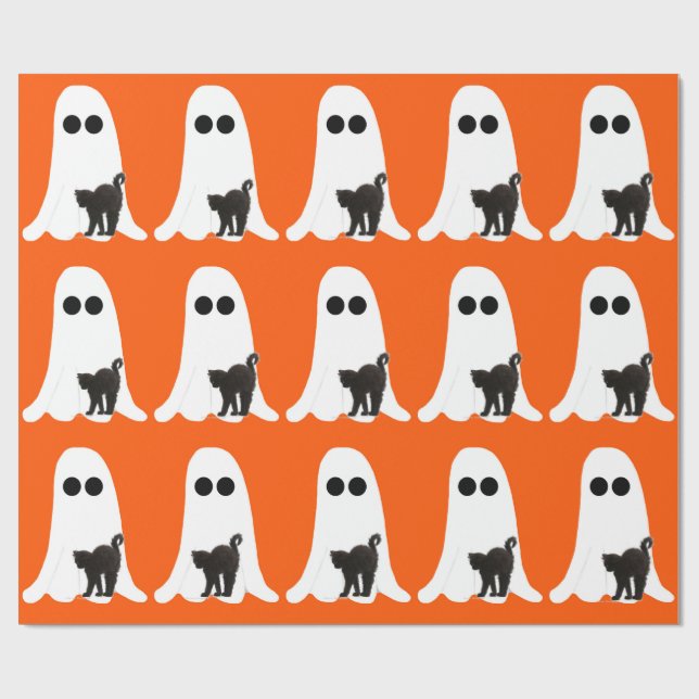 Ghost Black Cat Wrapping Papper Presentpapper (Platt)